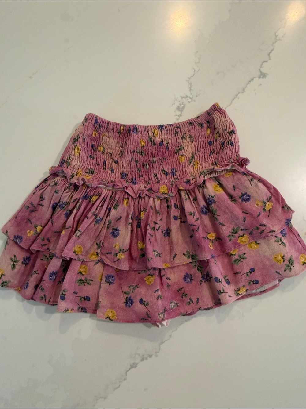 Zara Pink Floral Tiered Ruffle Skort